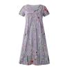 Akivide Womens Boho Floral Printed Button Maxi Dress Summer V Neck Short Sleeve Dress Flowy Loose Beach Dress with Pockets view 3