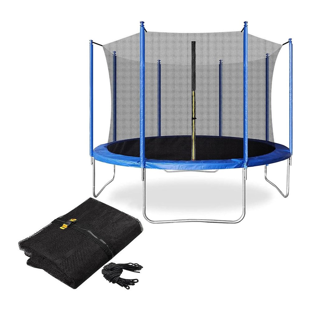 SUOGROLI Replacement Trampoline Safety Net, 6 8 10 12 14 16 FT Trampoline Enclosure Surround Netting,Fits Most Round Frames Trampolines Accessories,8FT6poles,Black