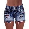 TACSTRUN Women's Ripped High Waisted Jean Shorts American Flag Frayed Raw Hem Casual Denim Shorts,Blue,Small view 1