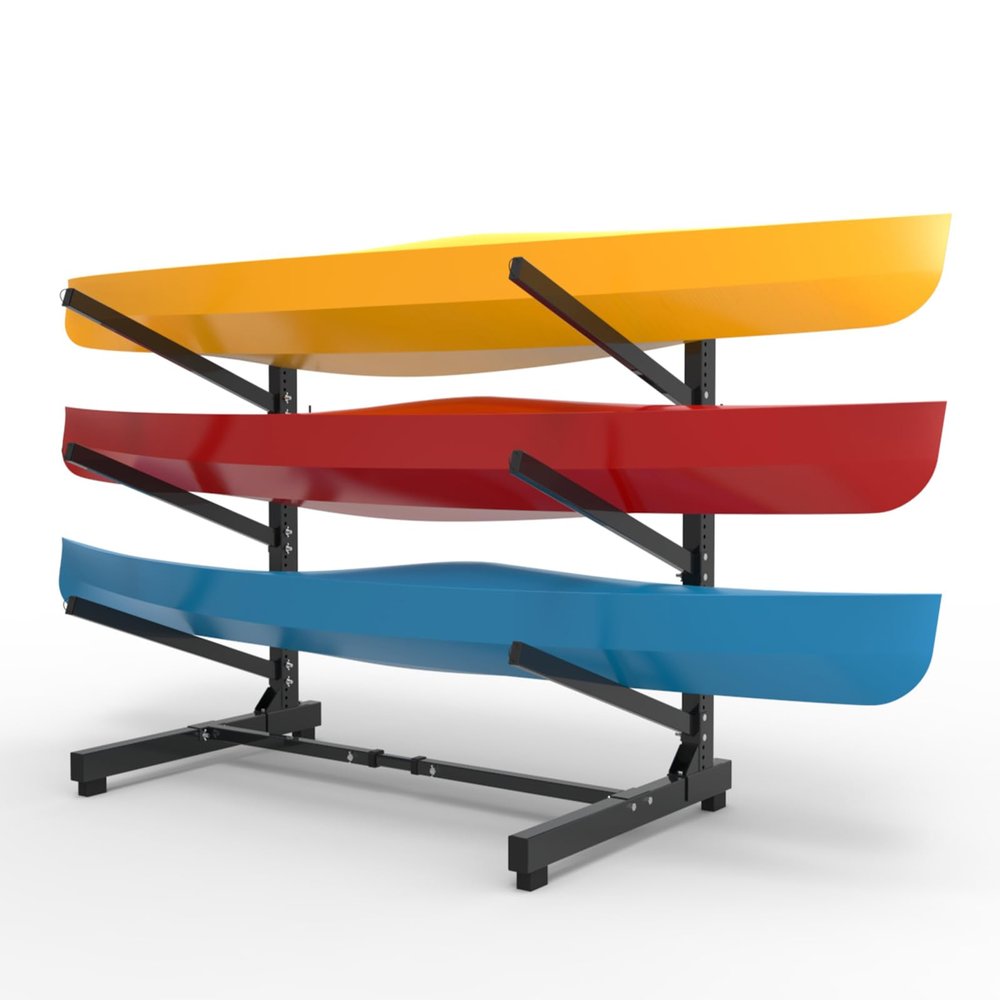 Sedeke Kayak Stand, 3 Racks for Kayaks,Racks for Outdoor Storage, Aluminum Standing Rack for Canoe Boat Surfboard Indoor Outdoor-300 lb Capacity