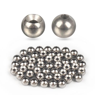 TG-DZURI Tungsten Beads for Fly Tying, 50pcs Tungsten Cyclops Beads Natural Color 4.6mm Sizes Fly Tying Materials Beads Hook Size 6#-8#