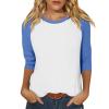 3/4 Length Sleeve Women Tops Raglan Sleeve Womens Tops Casual Loose Fit T-Shirt Tunics Blouses view 1