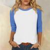 3/4 Length Sleeve Women Tops Raglan Sleeve Womens Tops Casual Loose Fit T-Shirt Tunics Blouses view 2