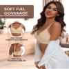 HORISUN Wireless Push Up Bras for Women Wirefree Bras Full Coverage with Support(Semolina M) view 3