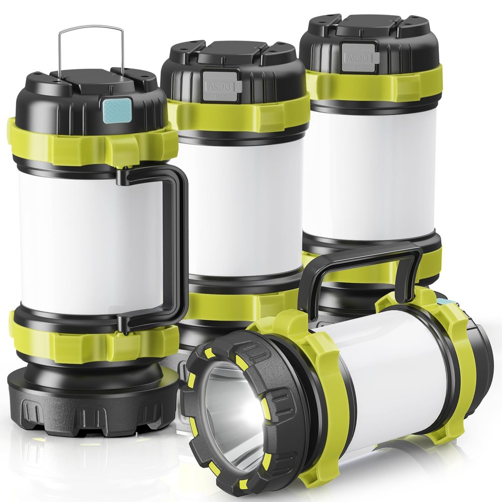Camping Lantern Rechargeable, Alpswolf Camping Flashlight 4000 Capacity, 6 Modes, IPX4 Waterproof, Led Lantern for Camping, Hiking, Outdoor Recreations Green 4 Packs