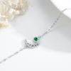 Twoowl Moon Bracelet 925 Sterling Silver Green Birthstone Moon Bracelet Celtic Moon May Birthstone Jewelry Graduation Gifts for Women-May view 2