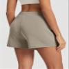 ODODOS Modal Soft Wrap Mini Skorts with Pocket for Women High Waist Asymmetrical Hem Relaxed Shorts, Khaki, Large view 2
