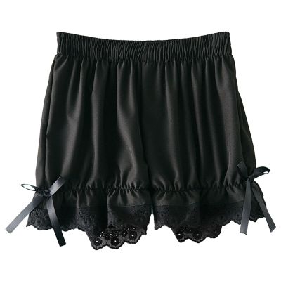 NineFit Basics Girls Lace Bike Short Dance Undershorts Kids Solid Floral Bowknot Trim Short Leggings Underwear for (Black, 4-5 Years)