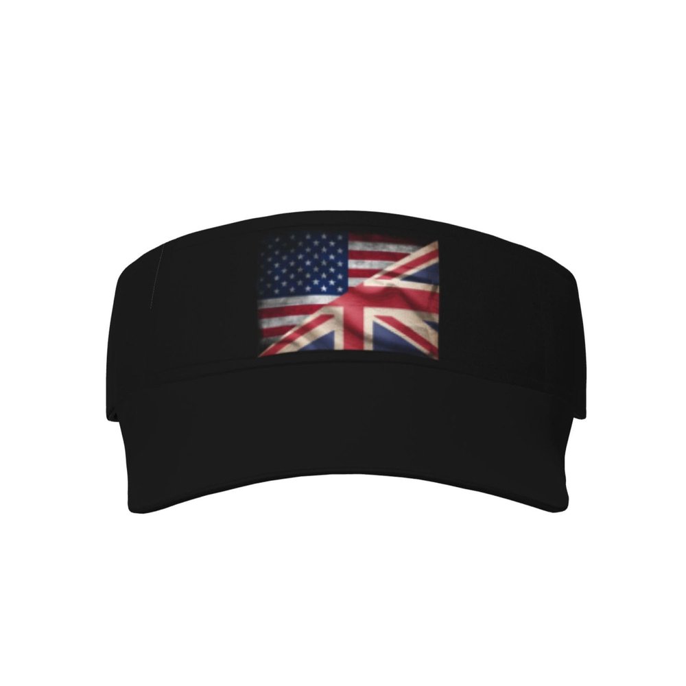 Piguncle Half USA Half England British-UK 1 Sun Protection Sunscreen Visor Cap Black