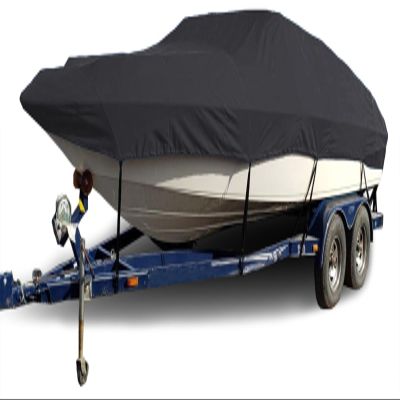 10-24FT Waterproof Boat Cover 420D Trailerable Boat Covers, for V-Hull, TRI-Hull, Runabout Boat, Pro-Style Bass Boats, Black,16~18.5FT94in