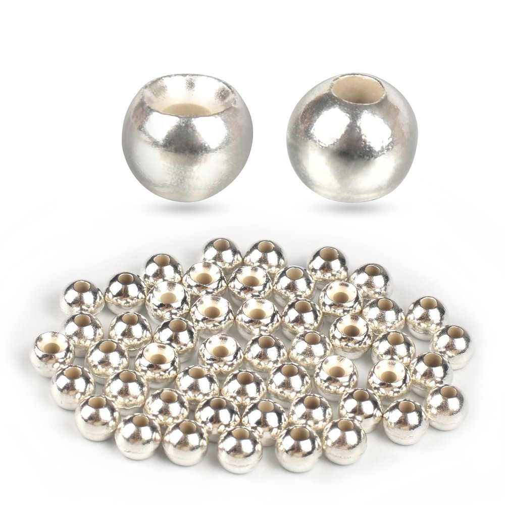 TG-DZURI Tungsten Beads for Fly Tying, 50pcs Tungsten Cyclops Beads Silver Color 2.8mm Sizes Fly Tying Materials Beads Hook Size 12#-14#