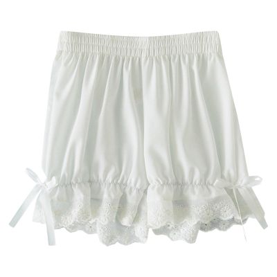 NineFit Basics Girls Lace Bike Short Dance Undershorts Kids Solid Floral Bowknot Trim Short Leggings Underwear for (White, 2-3 Years)