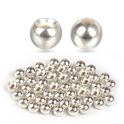TG-DZURI Tungsten Beads for Fly Tying, 50pcs Tungsten Cyclops Beads Silver Color 3.5mm Sizes Fly Tying Materials Beads Hook Size 10#-12#