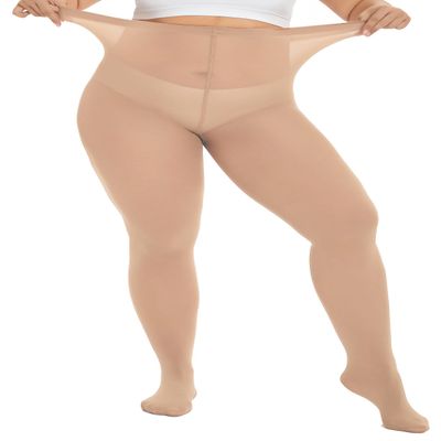 CozyWow Plus Size Tights for Women 80D Soft Solid Color Semi Opaque Pantyhose High Waist 1X 2X 3X 4X Skin-XL