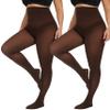 CozyWow Plus Size Tights for Women 80D Soft Solid Color Semi Opaque Pantyhose High Waist 1X 2X 3X 4X 2Brown 3XL view 1