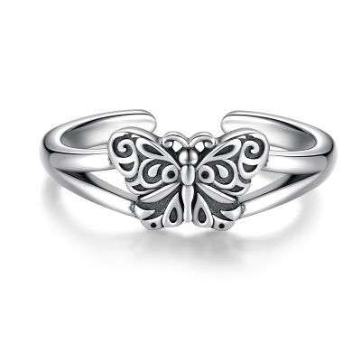 Sariel 925 Sterling Silver Toe Rings for Women Boho Adjustable Mid Finger Rings Summer Vacation Ocean Beach (Butterfly)