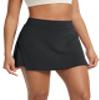 ODODOS Modal Soft Wrap Mini Skorts with Pocket for Women High Waist Asymmetrical Hem Relaxed Shorts, Black, Large view 1