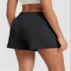 ODODOS Modal Soft Wrap Mini Skorts with Pocket for Women High Waist Asymmetrical Hem Relaxed Shorts, Black, Large view 2