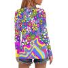 Eheartsgir Hippie Flower Purple Print Women's Compression Shirts Long Sleeve Yoga Athletic Moisture Wicking T Shirt Running Slim Plus Size Sweatshirt view 2