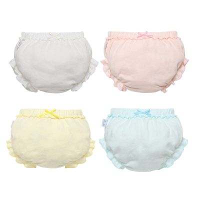 NineFit Basics Toddler Baby Girls Solid Cotton Soft loomers Undies Infant Kids Ruffle Breathable Briefs Underwear (White, 2-3 Years)