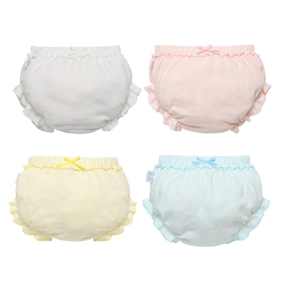 NineFit Basics Toddler Baby Girls Solid Cotton Soft loomers Undies Infant Kids Ruffle Breathable Briefs Underwear (White, 2-3 Years)