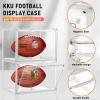 2 Pack Football Display Case, KKU Acrylic Clear Football Case Full Size with Magnetic Door, Professional Memorabilia Football Display Boxes Football Holder Dust and UV Protection view 3
