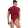 TiaoBug Men's Athletic Sport One-piece Bodysuit Leotard High Cut Wrestling Singlet Jumpsuit Burgundy X-Large view 2