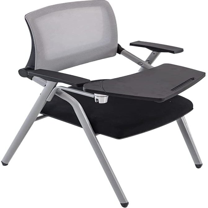 CukUJH Office Chair Training Chair with Writing Board Comfortable Folding Chair Office Computer Chair, Bearing 150kg (Size: 57 * 49 * 86cm), Grey