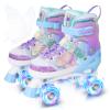 MammyGol Kids Roller Skates for Girls or Boys, 4 Size Adjustable Roller Skates for Children with Beautiful Butterflies, Beginner Kids Light up Roller Quad Skates Indoor Outdoor (Purple) view 1