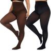 CozyWow Plus Size Tights for Women 80D Soft Solid Color Semi Opaque Pantyhose High Waist 1X 2X 3X 4X Black+Brown-3XL view 1