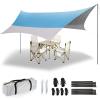 12X14FT Camping Tarp with 2 Poles, UV UPF50+ Lightweight Car Awning Sun Shelter, PU3000 Waterproof Tarp for Camping, Hiking and Backpacking Trips view 1