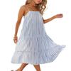 ebossy Women's Summer Stripes Adjustable Spaghetti Straps Backless Spliced Flowy Mid Long Dress (XS, Lightblue) view 3