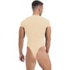 TiaoBug Men's Athletic Sport One-piece Bodysuit Leotard High Cut Wrestling Singlet Jumpsuit Beige XX-Large view 2