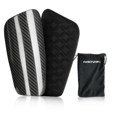 FANCYWING Carbon Fiber Soccer Shin Guards for Kids Youth Adults, 1 Pair Carbon Fiber Football Leg Guard Plates, Lightweight and Compact, Protective Soccer Equipment Large