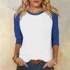 3/4 Length Sleeve Women Tops Raglan Sleeve Womens Tops Casual Loose Fit T-Shirt Tunics Blouses view 2