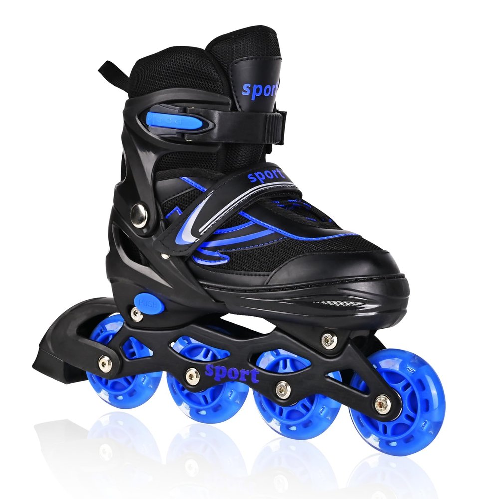 Adjustable Boys Inline Skates for Kids Adults with Full Illuminating Wheels, Outdoor Blades Roller Skates for Girls and Boys, Men and Women