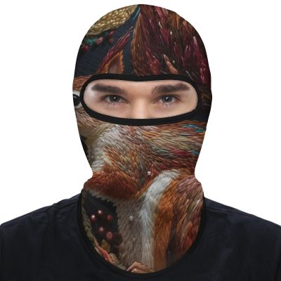 Balaclava Face Mask for Men Women Squirrel Embroidery Full Mask for Outdoor Sport Cycling Fishing Cap