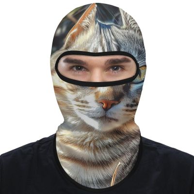 Balaclava Face Mask for Men Women Cat Lying on The Grass Full Mask for Outdoor Sport Cycling Fishing Cap