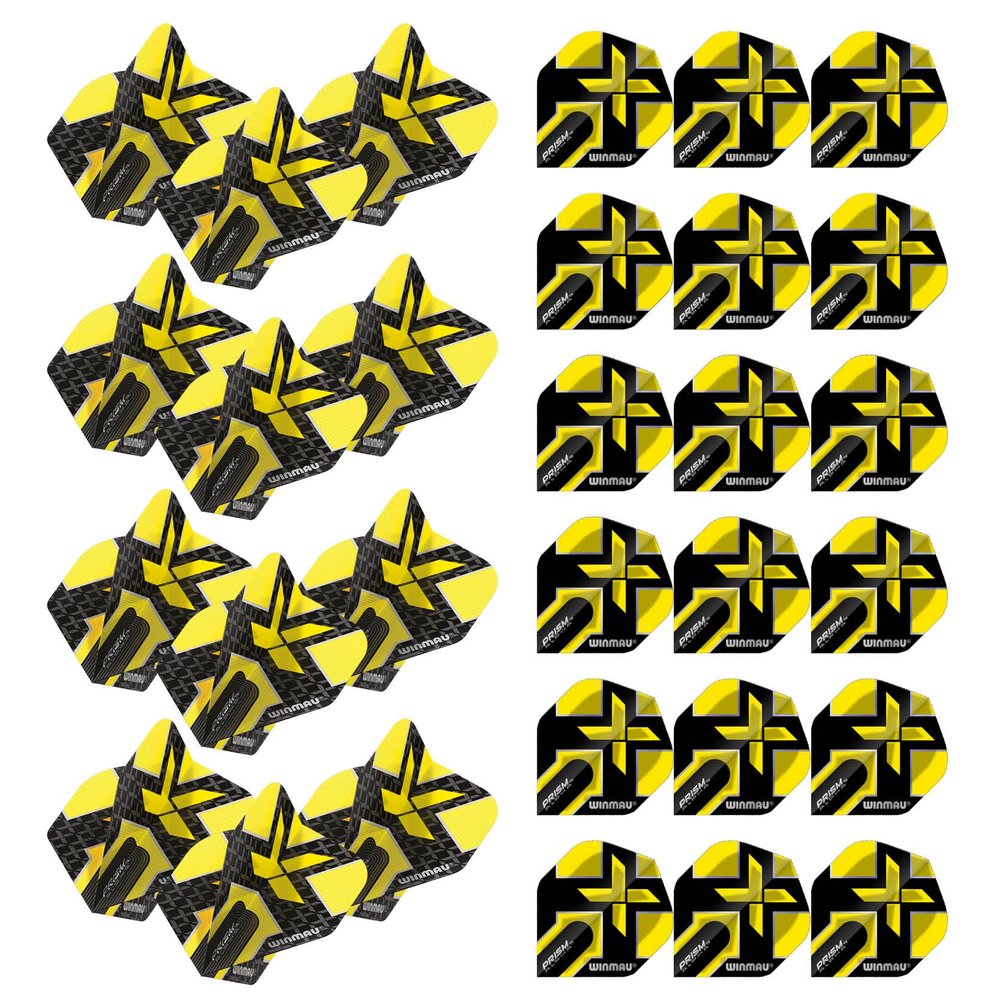 Winmau Prism Alpha Black & Yellow Extra Thick Dart Flights - 10 Sets per Pack (30 Dart Flights in Total)