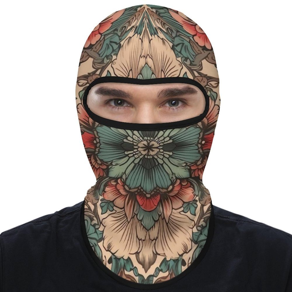 DJUETRUI Balaclava Face Mask for Men Women Brown Style Flowers Full Mask for Outdoor Sport Cycling Fishing Cap, 1