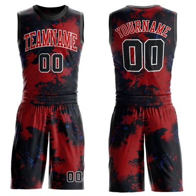 Custom Black Red Basketball Jerseys Suits for Men Youth Boys Women, Personalized Basketball Shirts and Shorts Sets Design Your Own Team Uniforms with Logo Name Number Printed