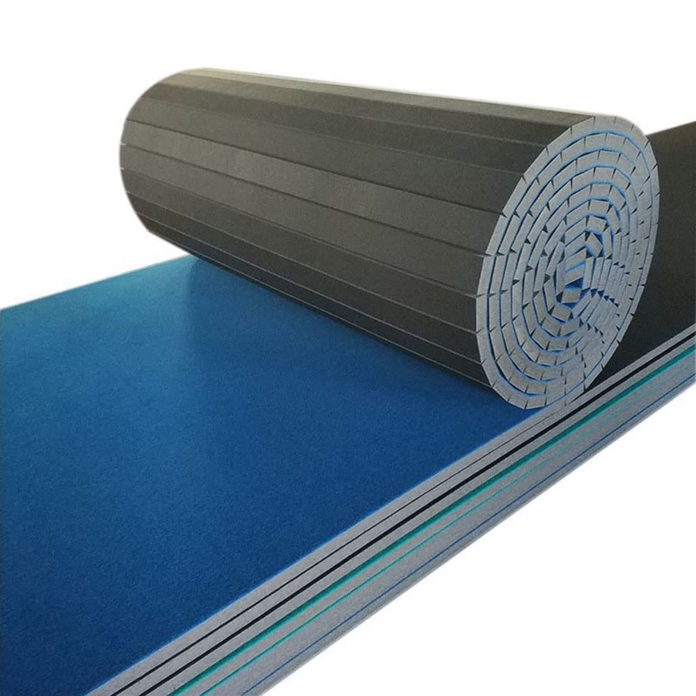 Indoor Gymnastics Tracks Exercise Mat Roll Out Cheerleading Fitness Mats With A Grippy Gym Carpet Top Sturdy Foam Wrestling Mats For MMA, Gymnastics