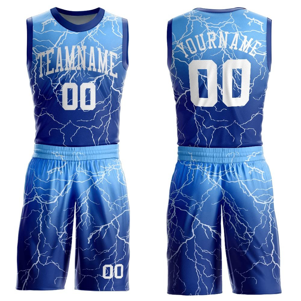 Blue Gradient Basketball Jersey Team Uniform Suits Personalized Sportswear for Youth Boys Men Women Girls, Custom Shirts & Shorts Sets Print Your Own Name Number Logo