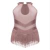 Oyolan Girls Fringe Tassel Sleeveless Lyrical Dance Dress Ballet Dancewear Jazz Modern Contemporary Costume Dusty Pink 14 Years view 2