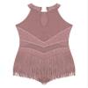Oyolan Girls Fringe Tassel Sleeveless Lyrical Dance Dress Ballet Dancewear Jazz Modern Contemporary Costume Dusty Pink 14 Years view 4