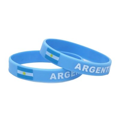 GeRRiT 1PC Country World Flag Logo Sport Silicone Wristband National Football Fans Elastic Bracelets Bangles Souvenir Gift (Color : Argentina_20cm)