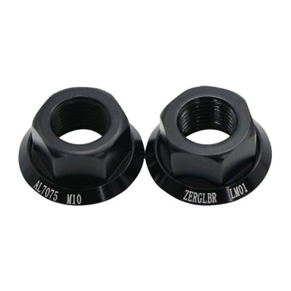 HUIOP 2pcs Bicycle Wheel Hub Axle Nuts 7075 Aluminum Alloy M10*P1.0 Bolt Screw Nut for Front and Rear Bike Wheel