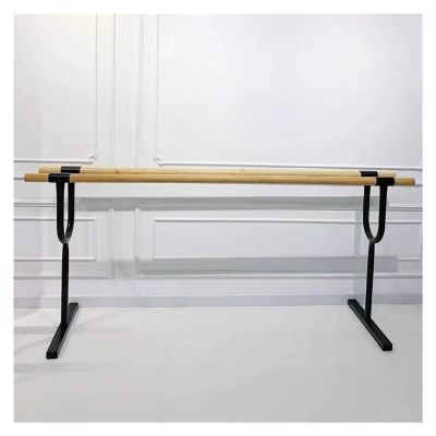 SDdPulse Portable Ballet Barre, Double Dancing Barre with Non-Slip Feet, Freestanding Stretch Bar Mobile Ballet Equipment Studio Exercise (Wood 100x110cm)