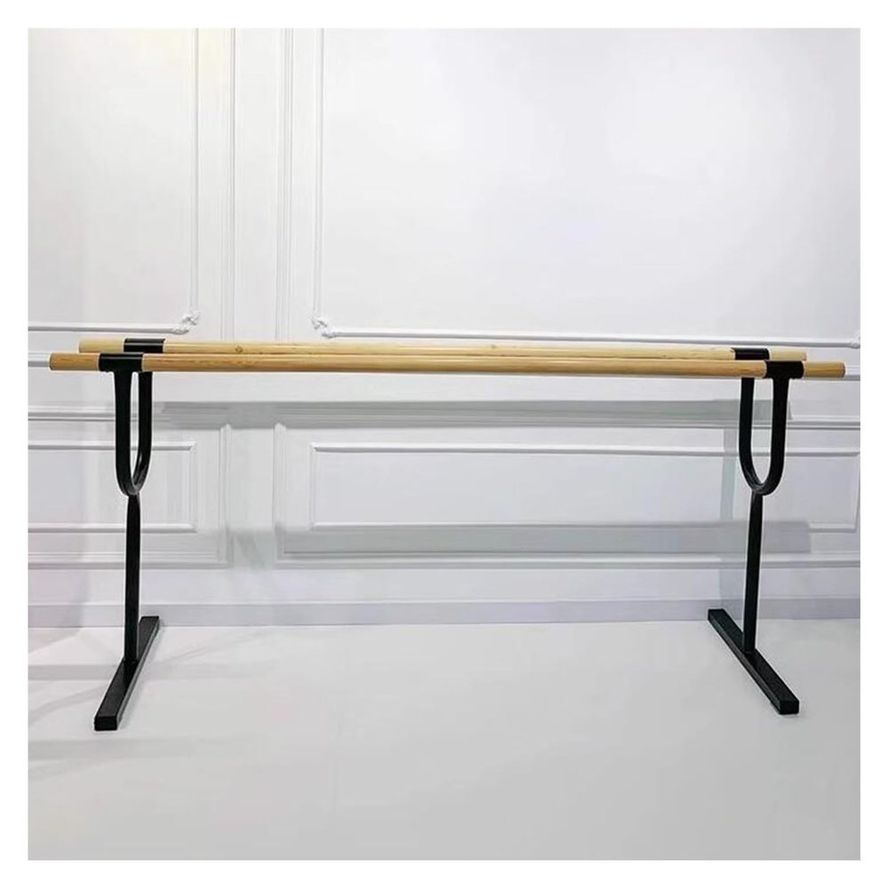 SDdPulse Portable Ballet Barre, Double Dancing Barre with Non-Slip Feet, Freestanding Stretch Bar Mobile Ballet Equipment Studio Exercise (Wood 100x110cm)