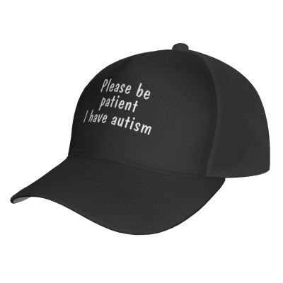 CHENYONAS Please Be Patient I Have Autism Hat Rear Buckle Baseball Cap Outdoor Mesh Cap Truck Driver Cap Black